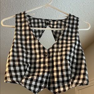 Black and White Checkered Women's Top